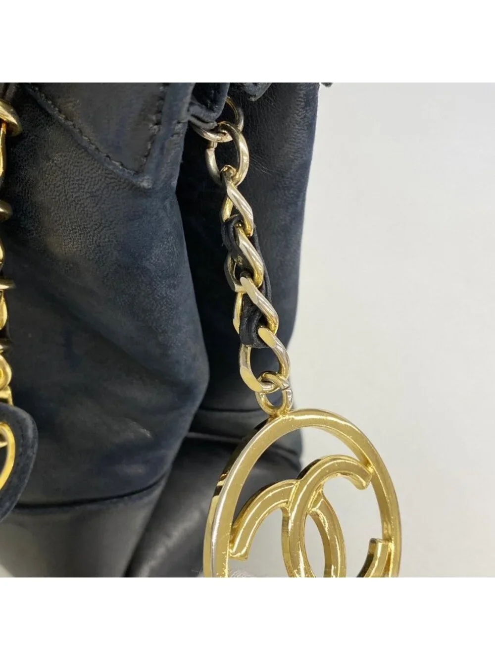 Chanel Chain Tote Lambskin Black Gold